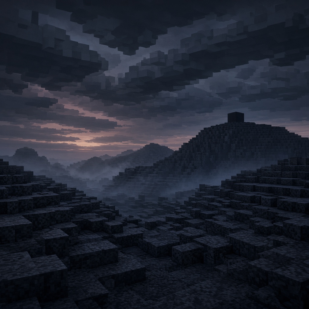 Quiet dusk voxel landscape
